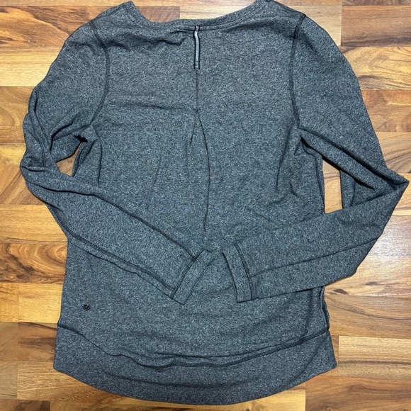 Lululemon Exhalation Pullover II Heathered Speckled Black Sweatshirt Size 6 - Picture 6 of 9